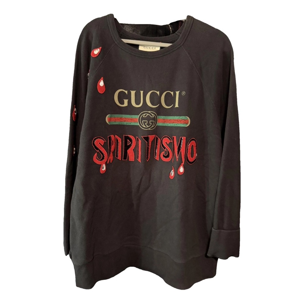 Gucci Black Crewneck Sweatshirt with Gold Logo Detail